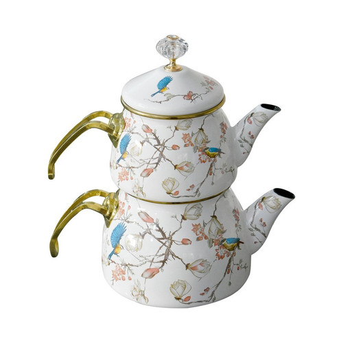 کتری و قوری شاهین مدل گل و پرنده مدل 1356